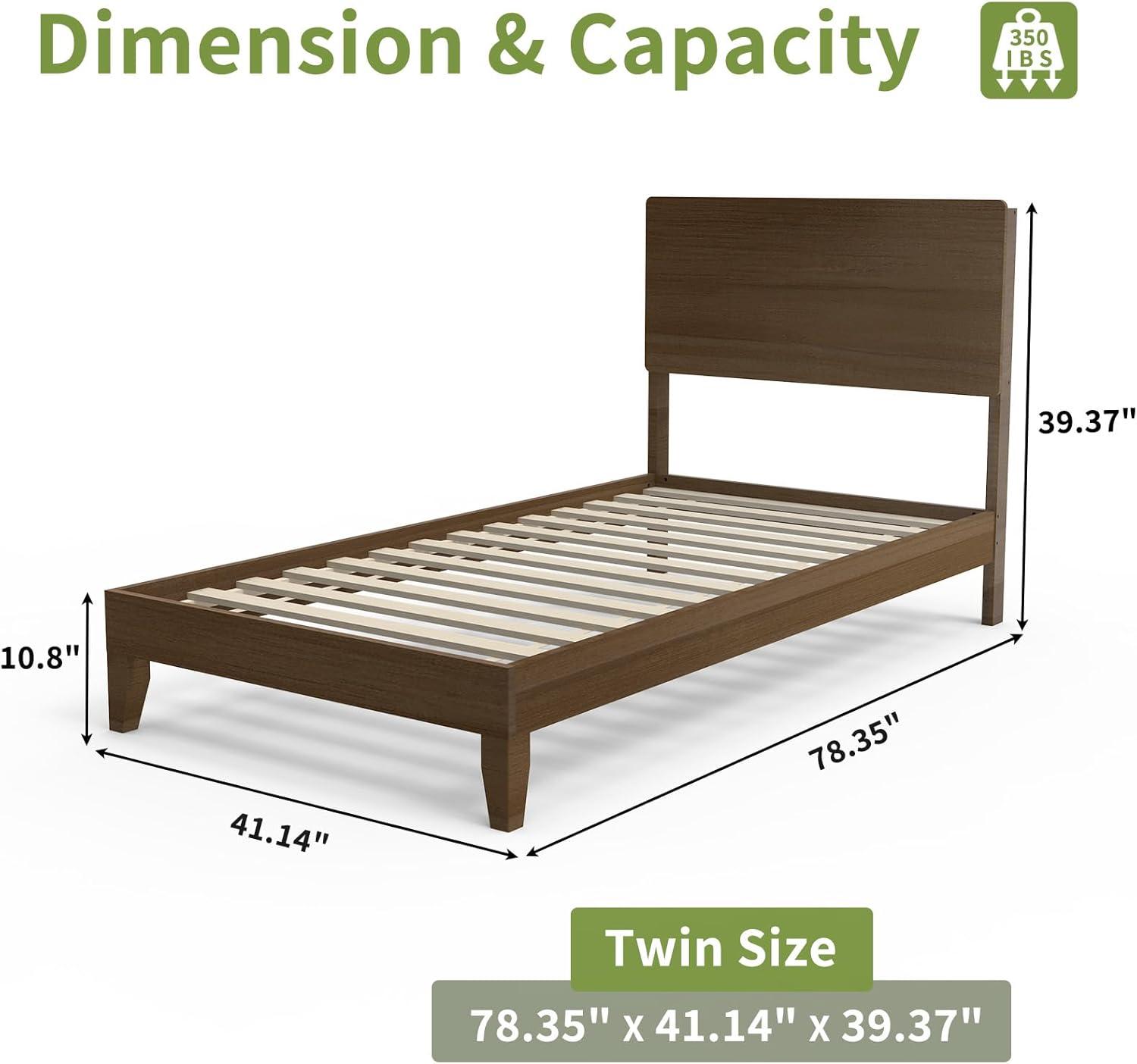 imageVINGLI Solid Wood King Bed Frame with Headboard Shelf and Charging StationRetroModern Platform Panel BedVintage MidCentury Style for Bedroom or Guest Room Walnut BrownWalnut Brown