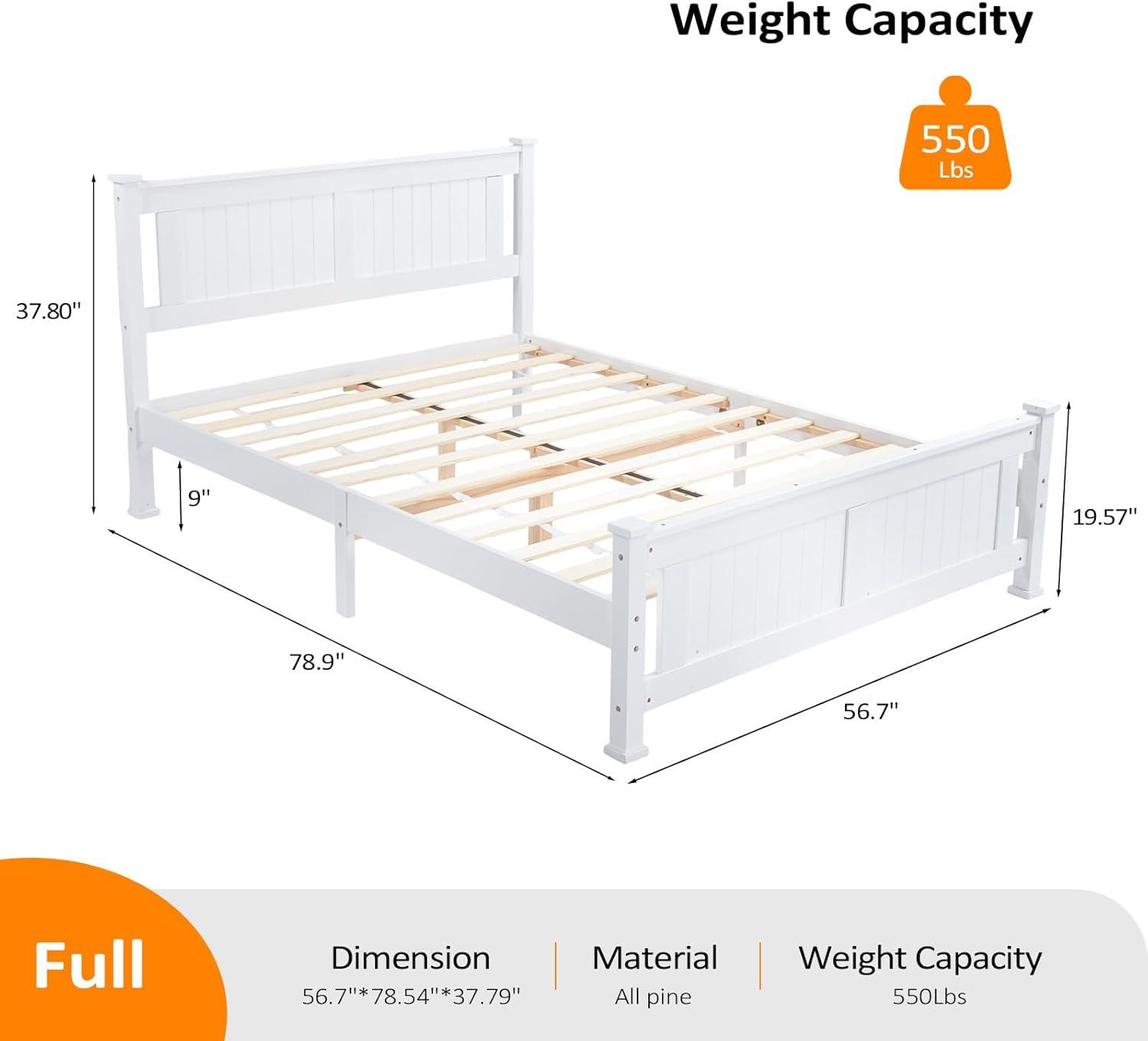 imageVINGLI Twin Bed Frame Solid Wood Platform Single Bed with Headboard No Box Spring Needed Panel Bed Wood Slat Support Mattress Foundation GrayWhite