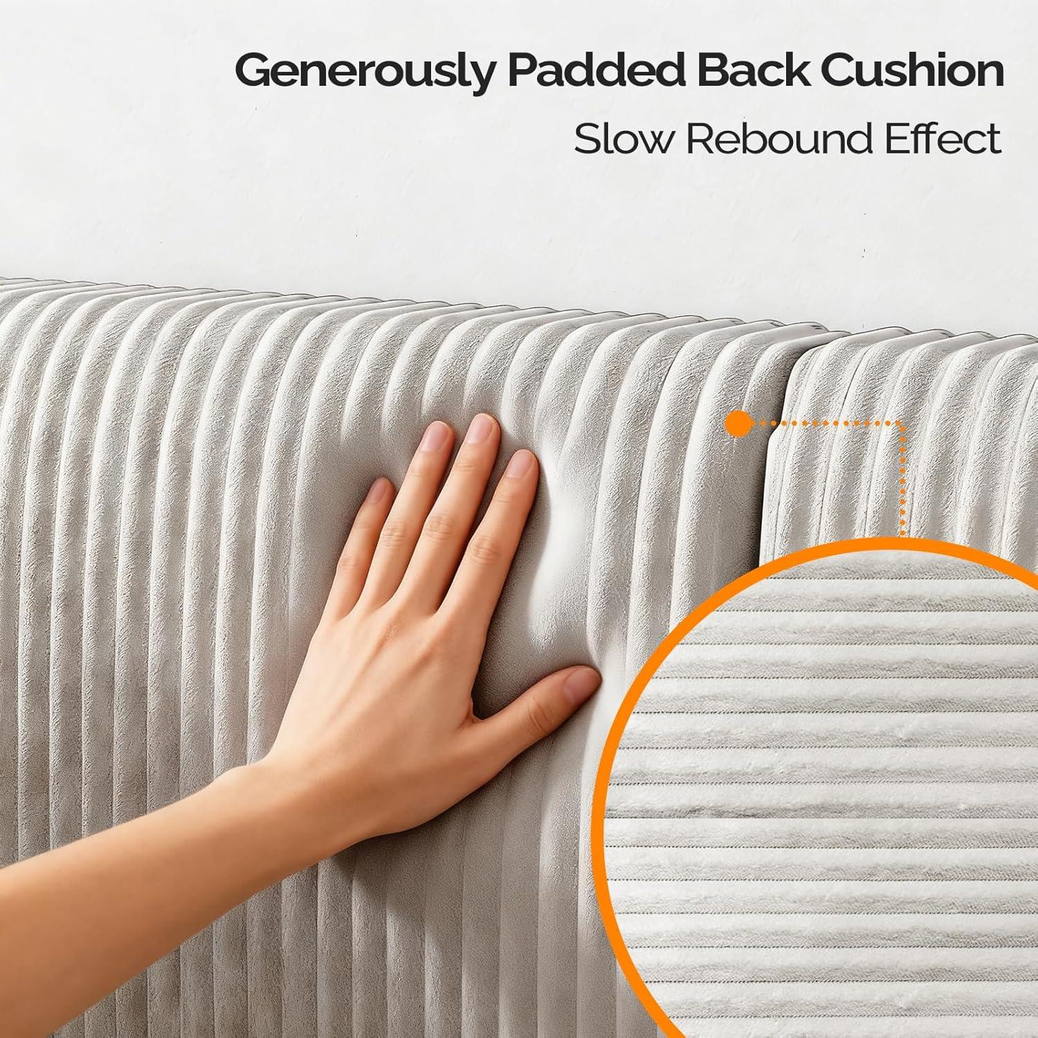 imageVINGLI Twin Size Daybed with 2 Storage Drawers and Pockets Chenille Fabric with Diamond Buttons Upholstered Comfy Sleeper Couch Sofa Bed for Living Room Movie Room Bedroom GrayCorduroy Beige White