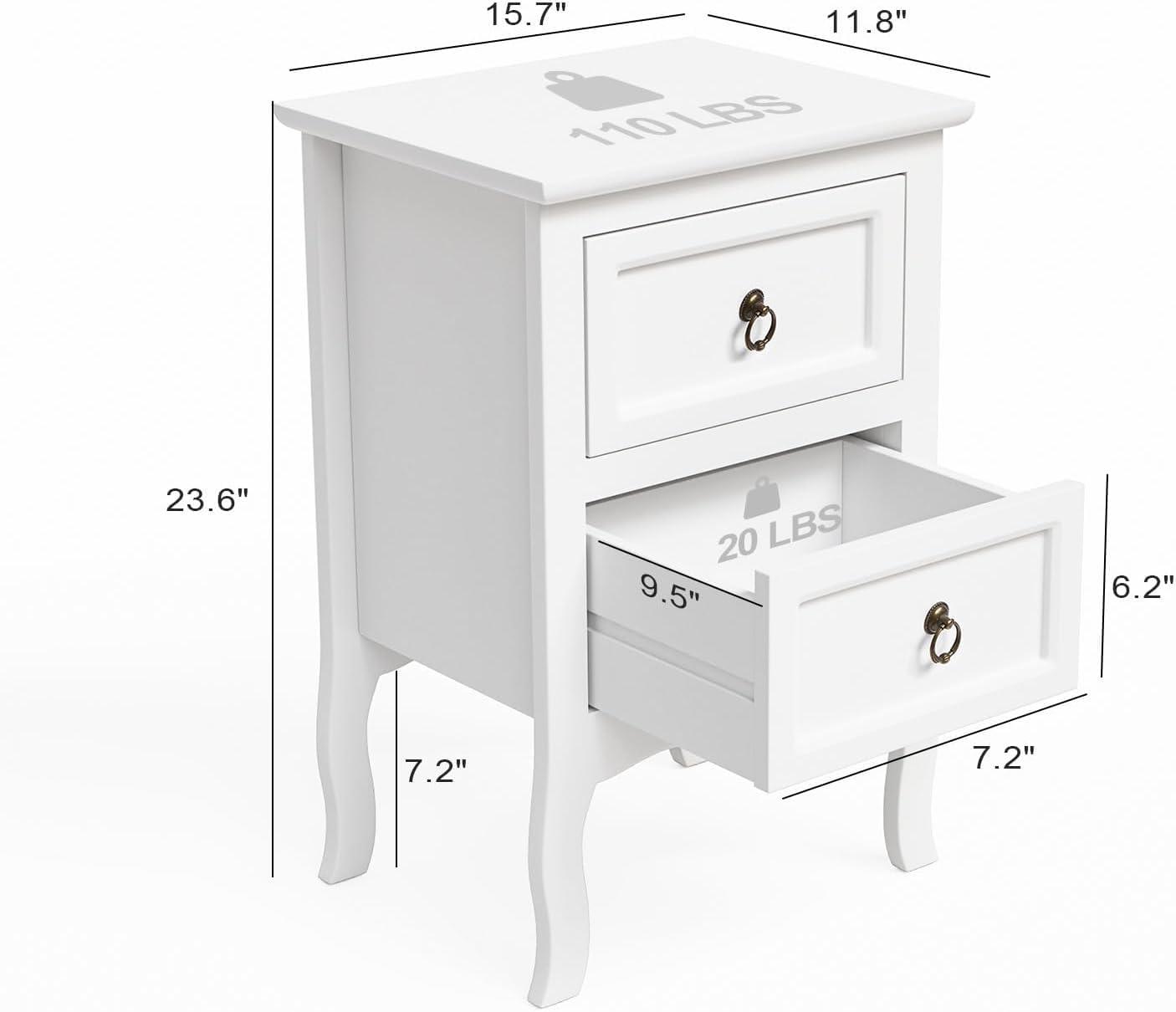 imageVINGLI White Nightstands Set of 2 ToolFree Setup Nightstand 2 Drawer Night Stands for Bedrooms Easy ampamp Quick Install Small Bedside Tables Girls Nightstand Side Table End Table for Small SpacesWhite
