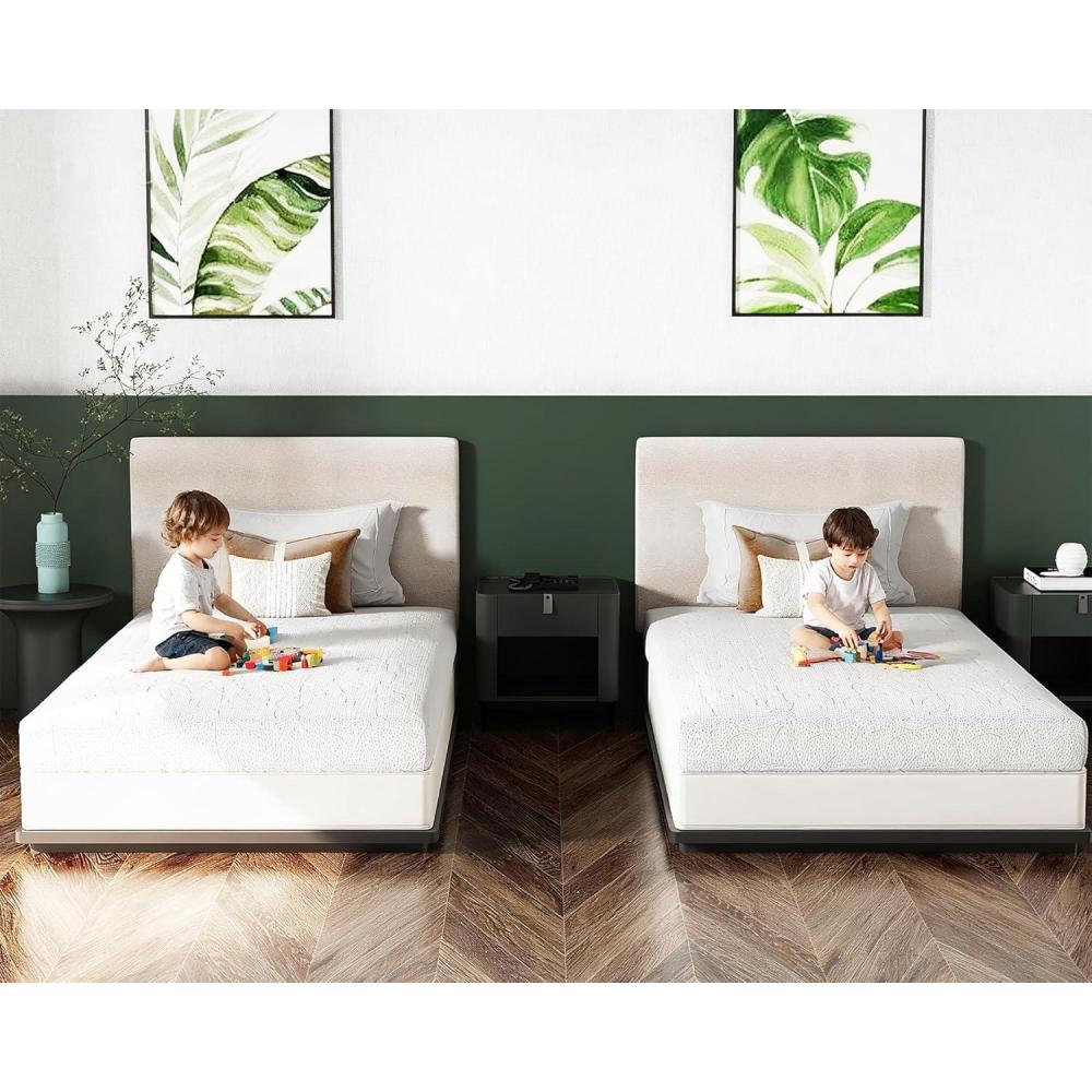 imageVINGLI 6 Inch Twin Mattress for Kids Bunk Bed Memory Foam Mattress in a BoxPressure Relief Removable CoverMedium FirmFiberglassFree ConstructionCertiPURUS2