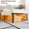 imageVINGLI 14 Inches Twin Bed Frames Set of 2 with Charging StationLED Lights Heavy Duty Single Panel Platform Bed Mattress Foundation Replacement Easy AssemlyBlackBlack