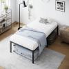 imageVINGLI 14 Inches Twin Bed Frames Set of 2 with Charging StationLED Lights Heavy Duty Single Panel Platform Bed Mattress Foundation Replacement Easy AssemlyBlackBlack