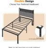 imageVINGLI 14 Inches Twin Bed Frames Set of 2 with Charging StationLED Lights Heavy Duty Single Panel Platform Bed Mattress Foundation Replacement Easy AssemlyBlackBlack
