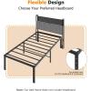 imageVINGLI 14 Inches Twin Bed Frames Set of 2 with Charging StationLED Lights Heavy Duty Single Panel Platform Bed Mattress Foundation Replacement Easy AssemlyBlackBlack