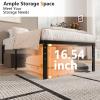 imageVINGLI 14 Inches Twin Bed Frames Set of 2 with Charging StationLED Lights Heavy Duty Single Panel Platform Bed Mattress Foundation Replacement Easy AssemlyBlackBlack