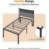 imageVINGLI 14 Inches Twin Bed Frames Set of 2 with Charging StationLED Lights Heavy Duty Single Panel Platform Bed Mattress Foundation Replacement Easy AssemlyBlackBlack
