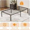 imageVINGLI 14 Inches Twin Bed Frames Set of 2 with Charging StationLED Lights Heavy Duty Single Panel Platform Bed Mattress Foundation Replacement Easy AssemlyBlackBlack