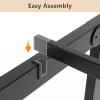 imageVINGLI 14 Inches Twin Bed Frames Set of 2 with Charging StationLED Lights Heavy Duty Single Panel Platform Bed Mattress Foundation Replacement Easy AssemlyBlackBlack