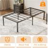 imageVINGLI 14 Inches Twin Bed Frames Set of 2 with Charging StationLED Lights Heavy Duty Single Panel Platform Bed Mattress Foundation Replacement Easy AssemlyBlackBlack