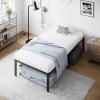 imageVINGLI 14 Inches Twin Bed Frames Set of 2 with Charging StationLED Lights Heavy Duty Single Panel Platform Bed Mattress Foundation Replacement Easy AssemlyBlackBlack