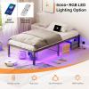 imageVINGLI 14 Inches Twin Bed Frames Set of 2 with Charging StationLED Lights Heavy Duty Single Panel Platform Bed Mattress Foundation Replacement Easy AssemlyBlackLed Black