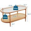imageVINGLI 256quot Small Light Bright Green Round Coffee Table WaterWave Glass Circle Clear Center Coffee Table with 2Tier Modern Storage Design for Living Room Bedroom Meeting Room Balcony PatioWaterwaveoval Rattan Walnut