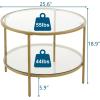 imageVINGLI 256quot Small Light Bright Green Round Coffee Table WaterWave Glass Circle Clear Center Coffee Table with 2Tier Modern Storage Design for Living Room Bedroom Meeting Room Balcony PatioClearchampagne Gold