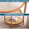 imageVINGLI 256quot Small Light Bright Green Round Coffee Table WaterWave Glass Circle Clear Center Coffee Table with 2Tier Modern Storage Design for Living Room Bedroom Meeting Room Balcony PatioWaterwaveround Rattan Walnut