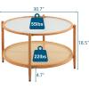 imageVINGLI 256quot Small Light Bright Green Round Coffee Table WaterWave Glass Circle Clear Center Coffee Table with 2Tier Modern Storage Design for Living Room Bedroom Meeting Room Balcony PatioWaterwaveround Rattan Walnut