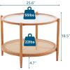 imageVINGLI 256quot Small Light Bright Green Round Coffee Table WaterWave Glass Circle Clear Center Coffee Table with 2Tier Modern Storage Design for Living Room Bedroom Meeting Room Balcony PatioWaterwaveround Rattan Walnut