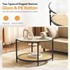 imageVINGLI 256quot Small Light Bright Green Round Coffee Table WaterWave Glass Circle Clear Center Coffee Table with 2Tier Modern Storage Design for Living Room Bedroom Meeting Room Balcony PatioWaterwaveround Rattan Black