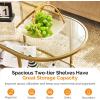 imageVINGLI 256quot Small Light Bright Green Round Coffee Table WaterWave Glass Circle Clear Center Coffee Table with 2Tier Modern Storage Design for Living Room Bedroom Meeting Room Balcony PatioClearoval Gold
