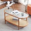imageVINGLI 256quot Small Light Bright Green Round Coffee Table WaterWave Glass Circle Clear Center Coffee Table with 2Tier Modern Storage Design for Living Room Bedroom Meeting Room Balcony PatioWaterwaveoval Rattan Walnut
