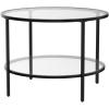 imageVINGLI 256quot Small Light Bright Green Round Coffee Table WaterWave Glass Circle Clear Center Coffee Table with 2Tier Modern Storage Design for Living Room Bedroom Meeting Room Balcony PatioClearmatte Black