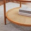 imageVINGLI 256quot Small Light Bright Green Round Coffee Table WaterWave Glass Circle Clear Center Coffee Table with 2Tier Modern Storage Design for Living Room Bedroom Meeting Room Balcony PatioWaterwaveround Rattan Walnut