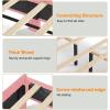 imageVINGLI Cloud Queen Bed Frame with Boucle HeadboardCozy Soft Platform Bed with Wooden Slats Cute Fabric Headboard Cream Modern StyleNoise FreeRounded CornersPinkPink