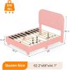 imageVINGLI Cloud Queen Bed Frame with Boucle HeadboardCozy Soft Platform Bed with Wooden Slats Cute Fabric Headboard Cream Modern StyleNoise FreeRounded CornersPinkPink