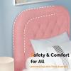 imageVINGLI Cloud Queen Bed Frame with Boucle HeadboardCozy Soft Platform Bed with Wooden Slats Cute Fabric Headboard Cream Modern StyleNoise FreeRounded CornersPinkPink