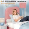 imageVINGLI Cloud Queen Bed Frame with Boucle HeadboardCozy Soft Platform Bed with Wooden Slats Cute Fabric Headboard Cream Modern StyleNoise FreeRounded CornersPinkPink