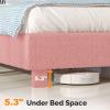 imageVINGLI Cloud Queen Bed Frame with Boucle HeadboardCozy Soft Platform Bed with Wooden Slats Cute Fabric Headboard Cream Modern StyleNoise FreeRounded CornersPinkPink