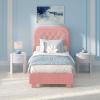 imageVINGLI Cloud Queen Bed Frame with Boucle HeadboardCozy Soft Platform Bed with Wooden Slats Cute Fabric Headboard Cream Modern StyleNoise FreeRounded CornersPinkPink