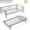 imageVINGLI Daybed with Trundle Bed Twin Metal Trundle Day Bed Frame with Pop Up TrundleSofa Platform Bed with LED Lights and Charging StationPull Out Bed with Sturdy Steel Slats Support WhiteBlack