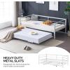 imageVINGLI Daybed with Trundle Bed Twin Metal Trundle Day Bed Frame with Pop Up TrundleSofa Platform Bed with LED Lights and Charging StationPull Out Bed with Sturdy Steel Slats Support WhiteWhite
