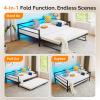 imageVINGLI Daybed with Trundle Bed Twin Metal Trundle Day Bed Frame with Pop Up TrundleSofa Platform Bed with LED Lights and Charging StationPull Out Bed with Sturdy Steel Slats Support WhiteBlack