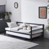 imageVINGLI Daybed with Trundle Bed Twin Metal Trundle Day Bed Frame with Pop Up TrundleSofa Platform Bed with LED Lights and Charging StationPull Out Bed with Sturdy Steel Slats Support WhiteBlack