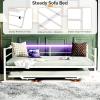 imageVINGLI Daybed with Trundle Bed Twin Metal Trundle Day Bed Frame with Pop Up TrundleSofa Platform Bed with LED Lights and Charging StationPull Out Bed with Sturdy Steel Slats Support WhiteWhite