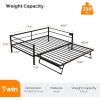 imageVINGLI Daybed with Trundle Bed Twin Metal Trundle Day Bed Frame with Pop Up TrundleSofa Platform Bed with LED Lights and Charging StationPull Out Bed with Sturdy Steel Slats Support WhiteBlack