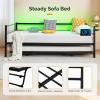 imageVINGLI Daybed with Trundle Bed Twin Metal Trundle Day Bed Frame with Pop Up TrundleSofa Platform Bed with LED Lights and Charging StationPull Out Bed with Sturdy Steel Slats Support WhiteBlack