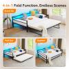 imageVINGLI Daybed with Trundle Bed Twin Metal Trundle Day Bed Frame with Pop Up TrundleSofa Platform Bed with LED Lights and Charging StationPull Out Bed with Sturdy Steel Slats Support WhiteBlack