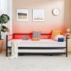 imageVINGLI Daybed with Trundle Bed Twin Metal Trundle Day Bed Frame with Pop Up TrundleSofa Platform Bed with LED Lights and Charging StationPull Out Bed with Sturdy Steel Slats Support WhiteBlack