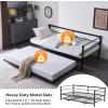 imageVINGLI Daybed with Trundle Bed Twin Metal Trundle Day Bed Frame with Pop Up TrundleSofa Platform Bed with LED Lights and Charging StationPull Out Bed with Sturdy Steel Slats Support WhiteBlack