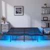 imageVINGLI Full Size Bed Frame with USB Charging StationLED Lights 14 Platform Bed Frame Full Size Heavy Duty Metal Bed No Box Spring NeededBlackBlack