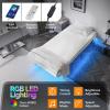 imageVINGLI Full Size Bed Frame with USB Charging StationLED Lights 14 Platform Bed Frame Full Size Heavy Duty Metal Bed No Box Spring NeededBlackBlack