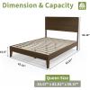 imageVINGLI Solid Wood King Bed Frame with Headboard Shelf and Charging StationRetroModern Platform Panel BedVintage MidCentury Style for Bedroom or Guest Room Walnut BrownWalnut Brown