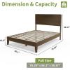 imageVINGLI Solid Wood King Bed Frame with Headboard Shelf and Charging StationRetroModern Platform Panel BedVintage MidCentury Style for Bedroom or Guest Room Walnut BrownWalnut Brown