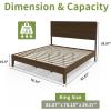 imageVINGLI Solid Wood King Bed Frame with Headboard Shelf and Charging StationRetroModern Platform Panel BedVintage MidCentury Style for Bedroom or Guest Room Walnut BrownWalnut Brown