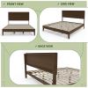 imageVINGLI Solid Wood King Bed Frame with Headboard Shelf and Charging StationRetroModern Platform Panel BedVintage MidCentury Style for Bedroom or Guest Room Walnut BrownWalnut Brown