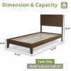 imageVINGLI Solid Wood King Bed Frame with Headboard Shelf and Charging StationRetroModern Platform Panel BedVintage MidCentury Style for Bedroom or Guest Room Walnut BrownWalnut Brown