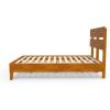 imageVINGLI Solid Wood Queen Size Bed Frame with Headboard MidCentury Modern Platform Panel BedWhiteBrown
